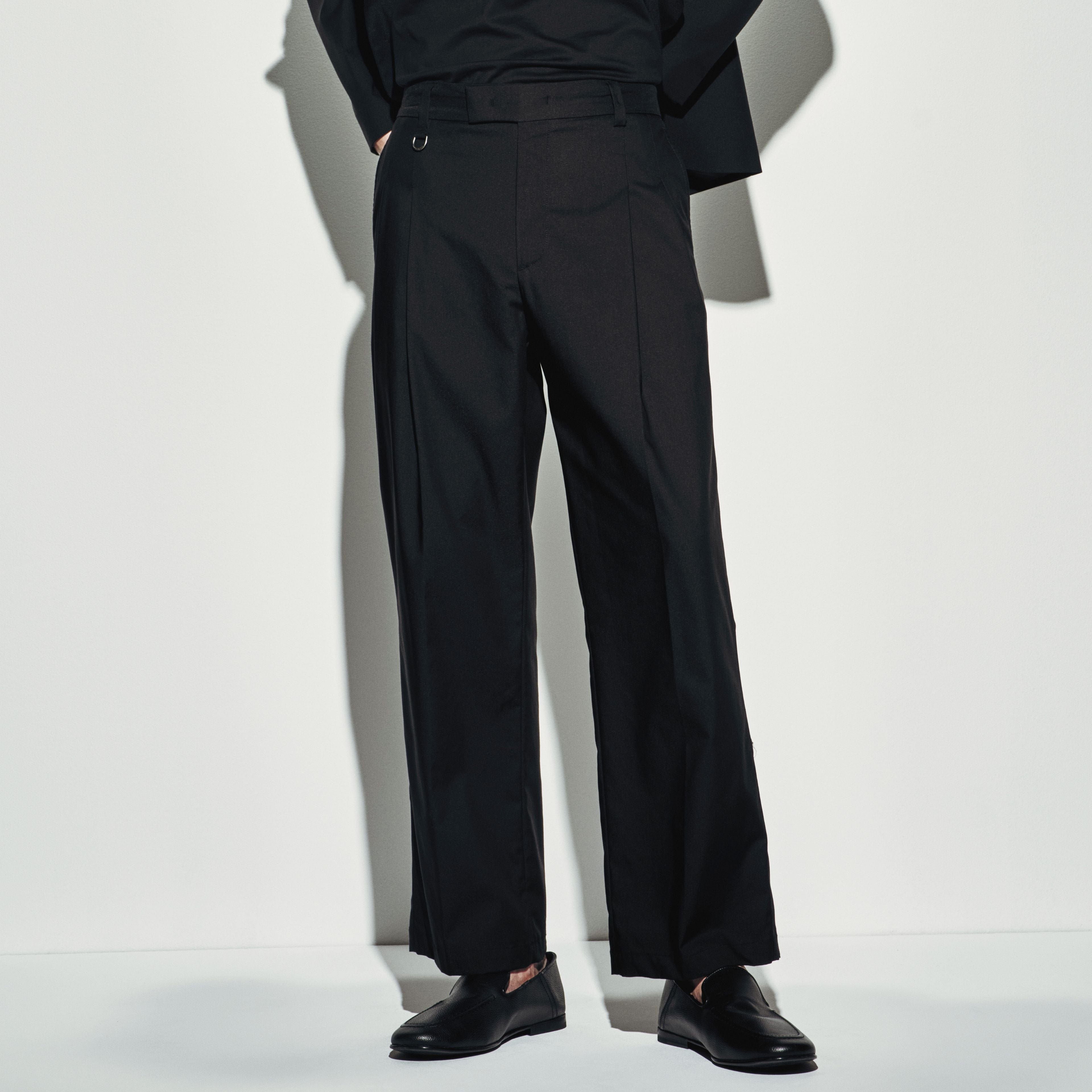 Pantalone Chino Loose Fit in Cotone e Lyocell Nero Pantalone Tessuto Paolo Pecora