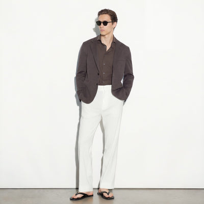 Pantalone Chino Loose Fit in Lino Stretch Panna Pantalone Tessuto Paolo Pecora