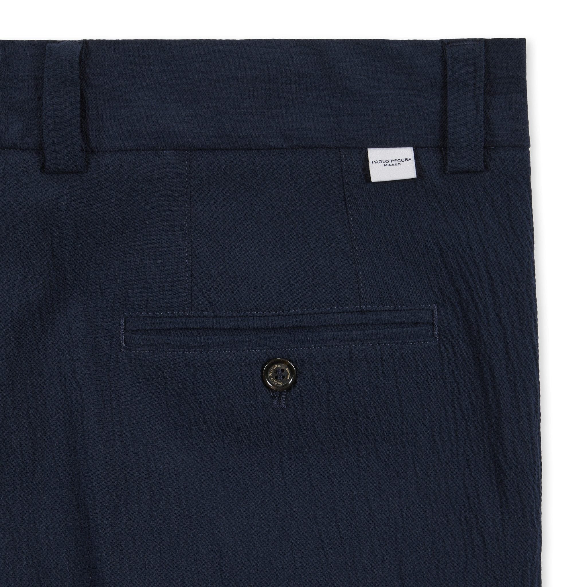 Pantalone Chino Relaxed Fit in Cotone con Risvolto Blu Pantalone Tessuto Paolo Pecora