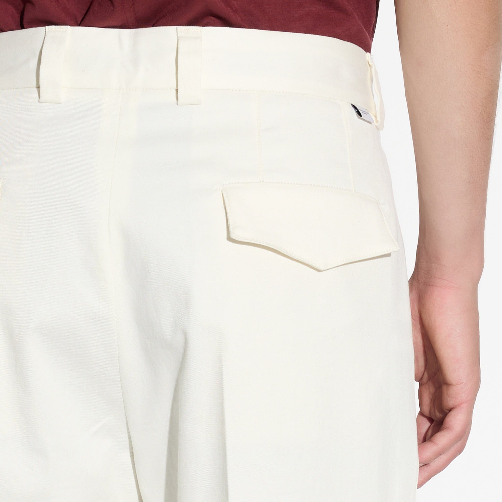 Pantalone Chino Sartoriale con Pinces in Cotone Panna Pantalone Tessuto Paolo Pecora