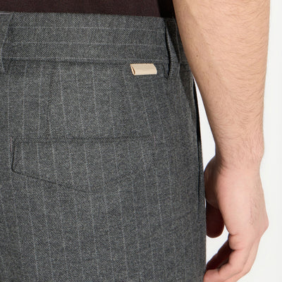 Pantalone Tessuto Rigato Fondo Grigio/Grigio Pantalone Tessuto Paolo Pecora