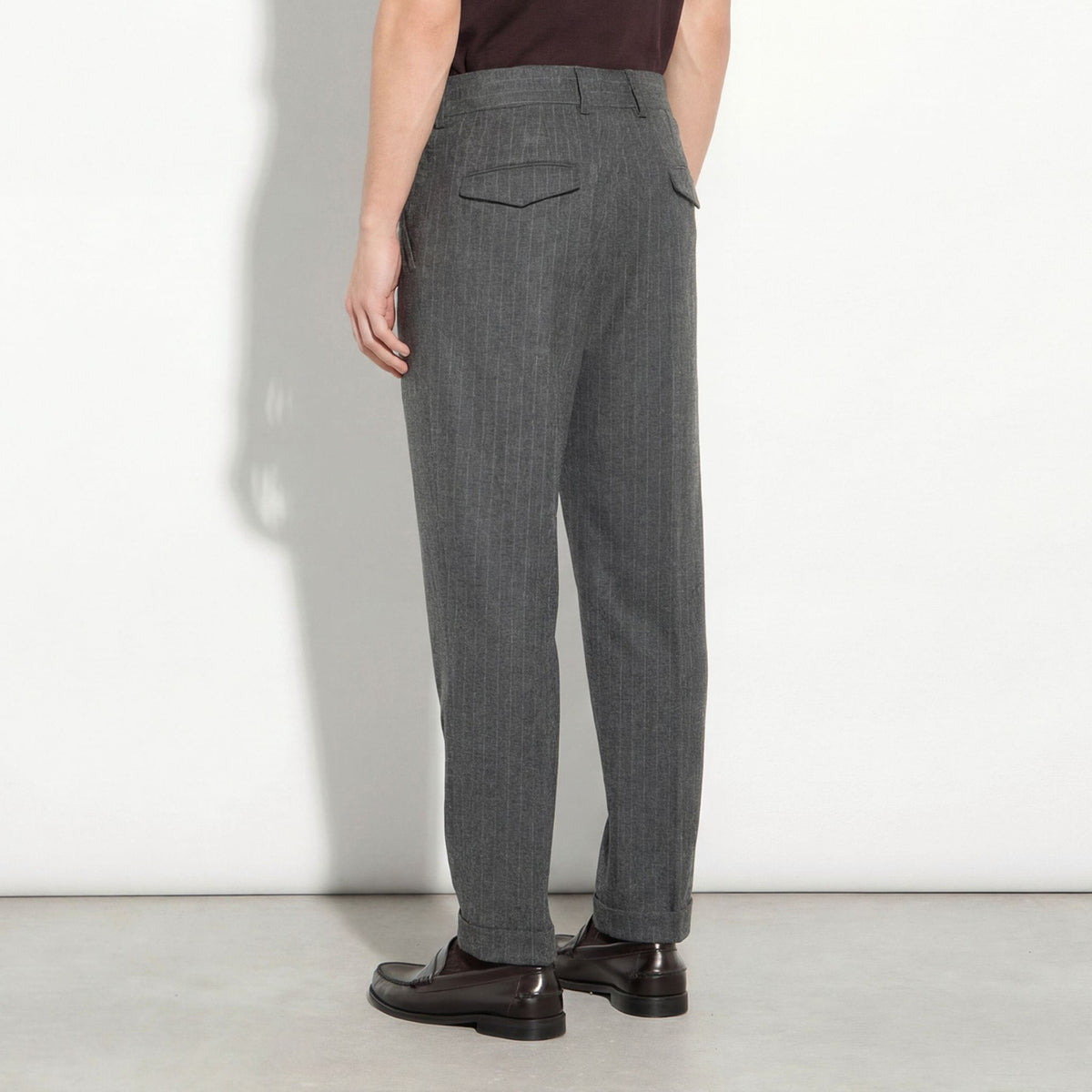 Pantalone Tessuto Rigato Fondo Grigio/Grigio Pantalone Tessuto Paolo Pecora