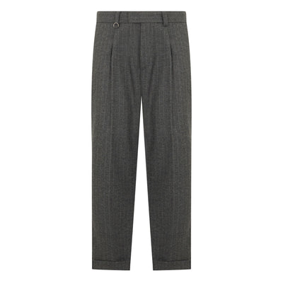Pantalone Tessuto Rigato Fondo Grigio/Grigio Pantalone Tessuto Paolo Pecora