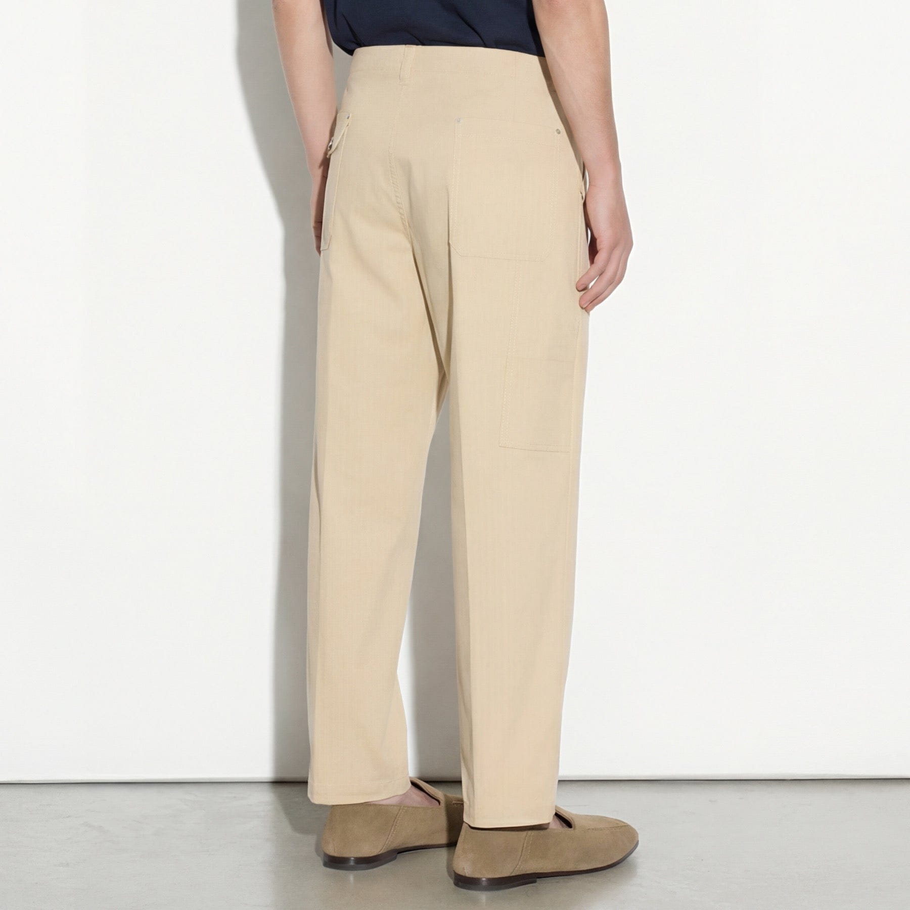 Pantalone Utility in Cotone Beige Pantalone Tessuto Paolo Pecora