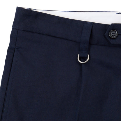 Pantaloni Chino in Tela di Lino e Cotone Blu Navy Pantalone Tessuto Paolo Pecora