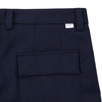 Pantaloni Chino in Tela di Lino e Cotone Blu Navy Pantalone Tessuto Paolo Pecora