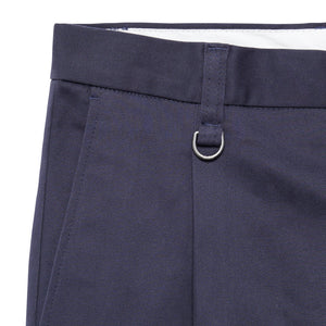 Pantaloni Sartoriali con Pinces Blu Navy in Gabardina di Cotone Paolo Pecora