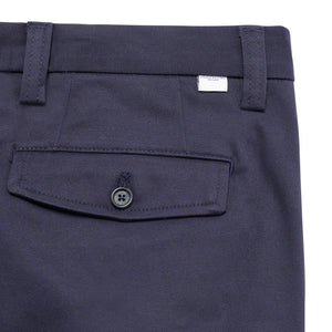 Pantaloni Sartoriali con Pinces Blu Navy in Gabardina di Cotone Paolo Pecora