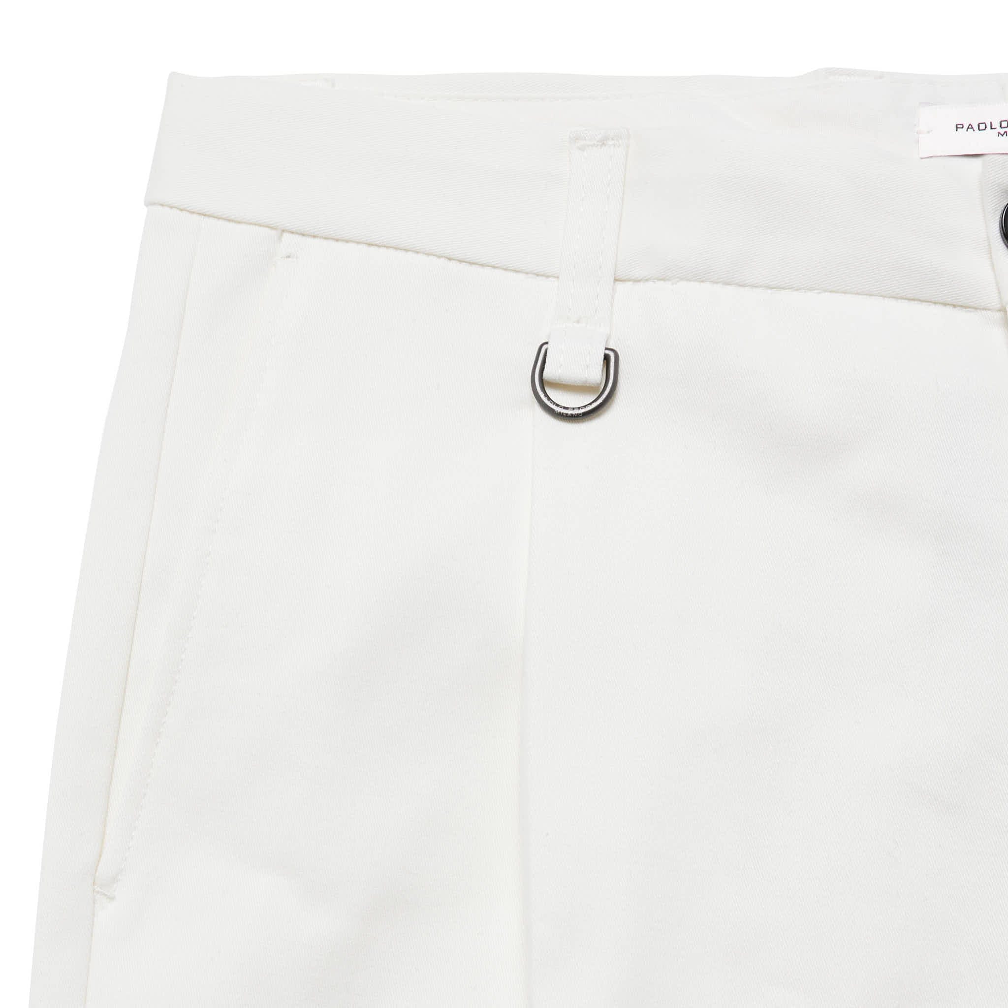 Pantaloni Sartoriali con Pinces Gesso in Gabardina di Cotone Paolo Pecora