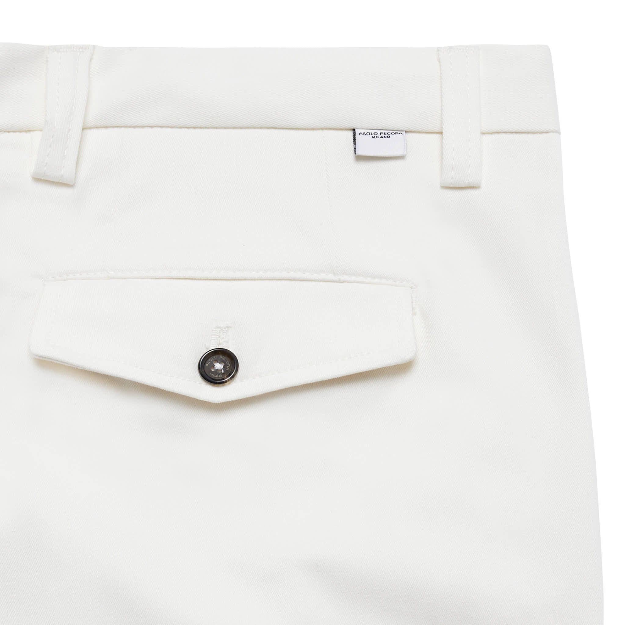 Pantaloni Sartoriali con Pinces Gesso in Gabardina di Cotone Paolo Pecora