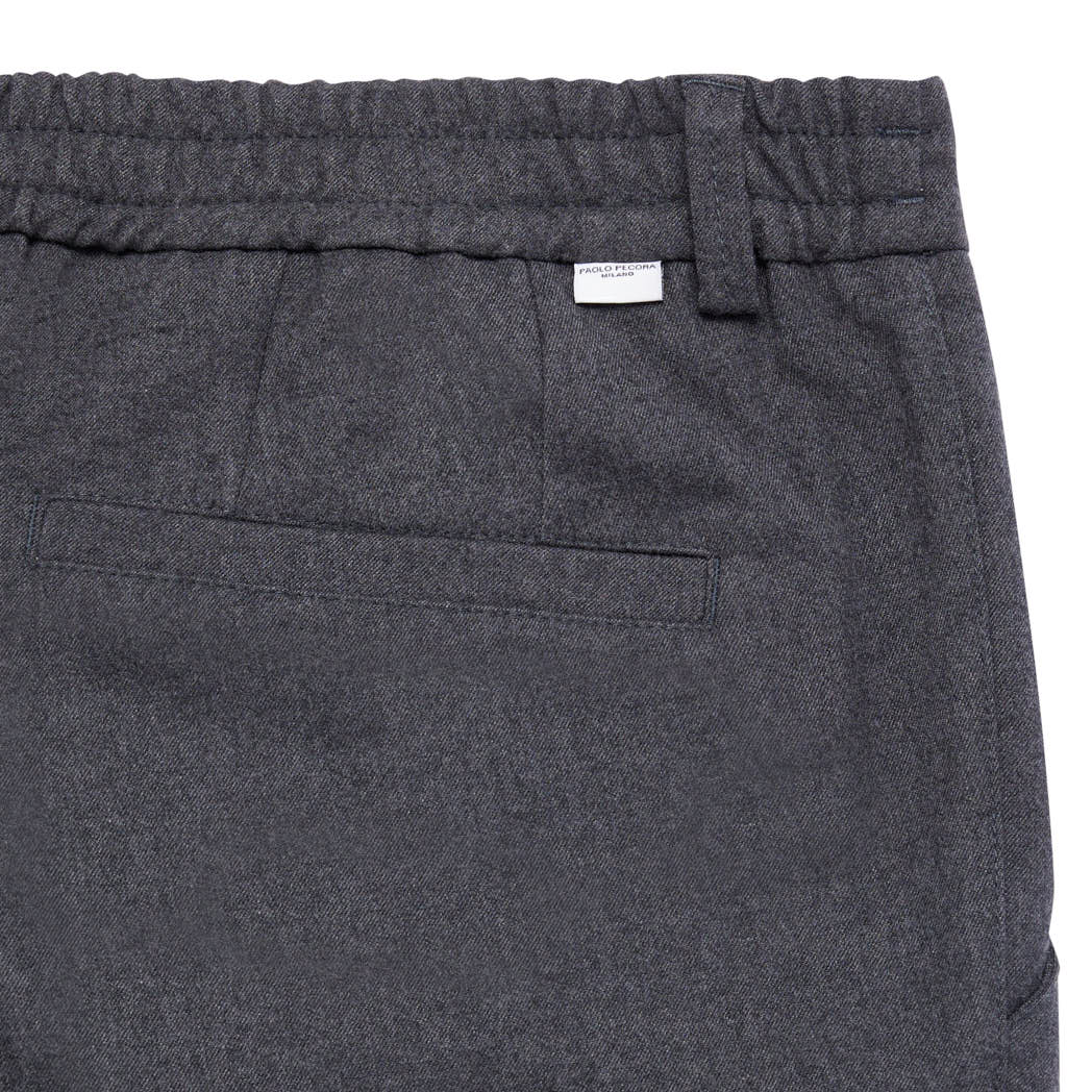 Pantaloni Sartoriali con Pinces in Flanella Antracite Paolo Pecora