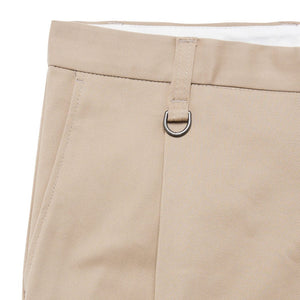 Pantaloni Sartoriali con Pinces in Gabardina di Cotone Cammello Paolo Pecora