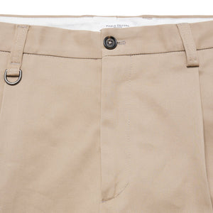 Pantaloni Sartoriali con Pinces in Gabardina di Cotone Cammello Paolo Pecora