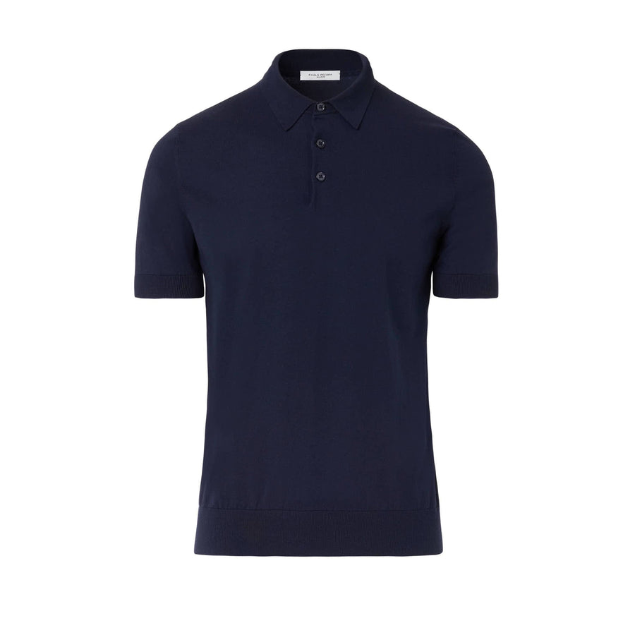 Paolo Pecora Polo Manica Corta in Cotone Extrafine - Blu Navy