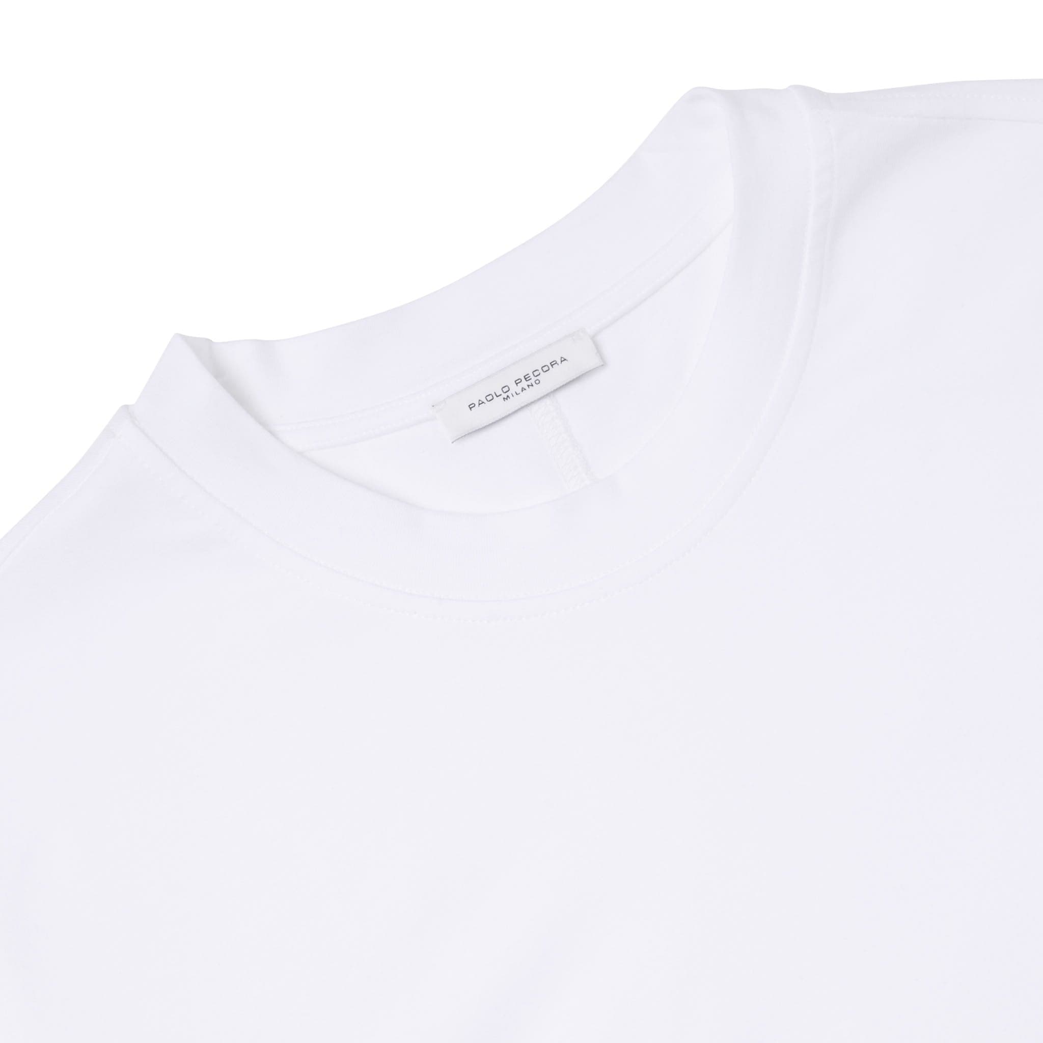 T-shirt in Jersey a Maniche Corte Bianco Ottico Paolo Pecora