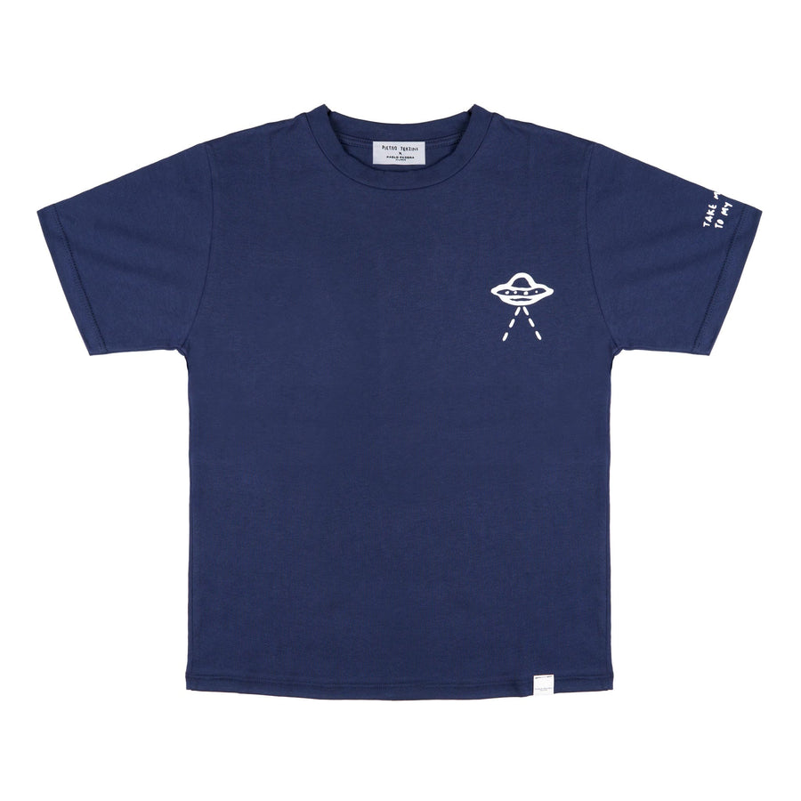 Paolo Pecora T-shirt in Jersey Blu Navy "Navicella Spaziale" by Pietro Terzini