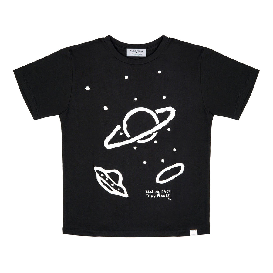 Paolo Pecora T-shirt in Jersey Nera "Space" by Pietro Terzini