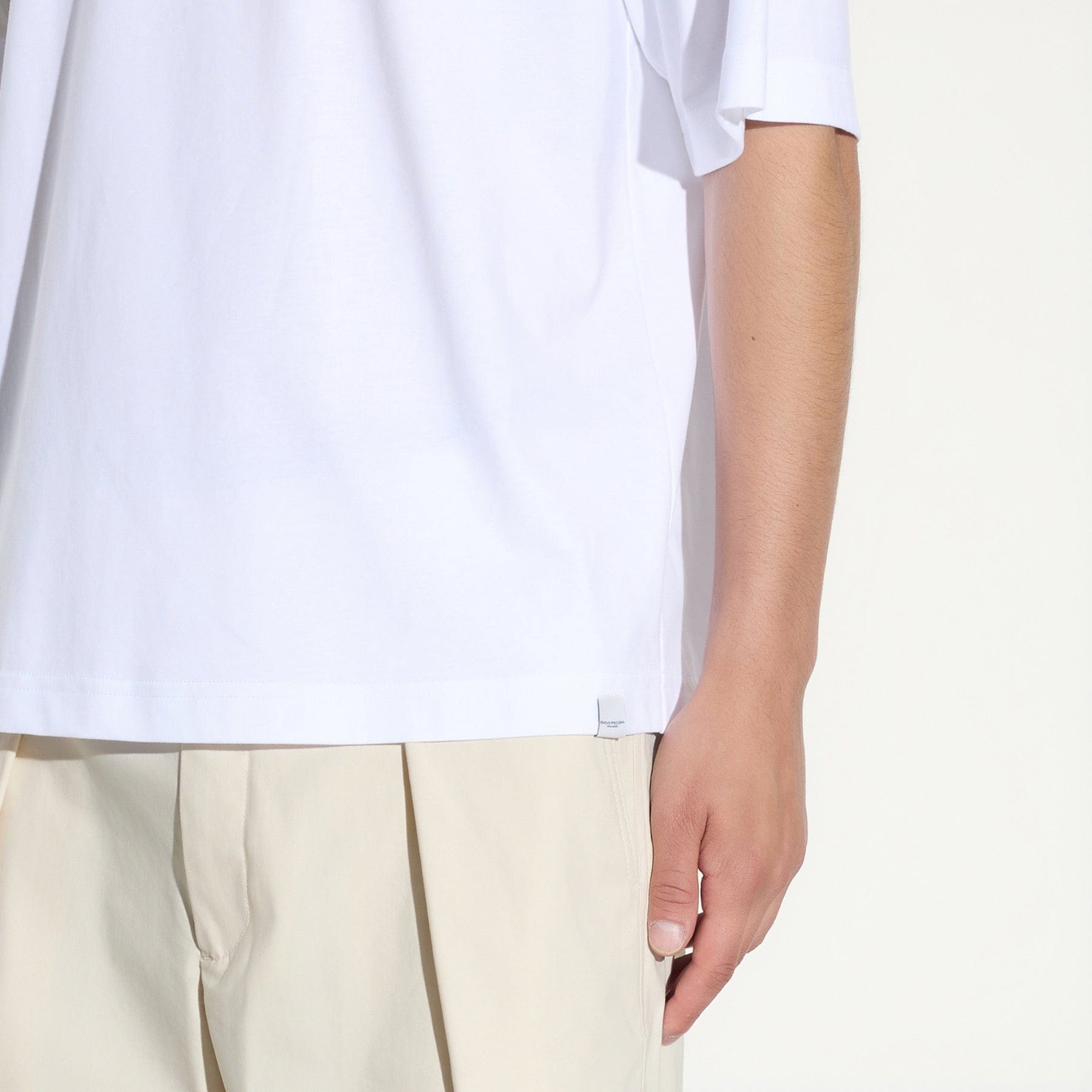 T-Shirt Boxy Fit in Jersey di Cotone Bianco Ottico T-Shirt Jersey Paolo Pecora