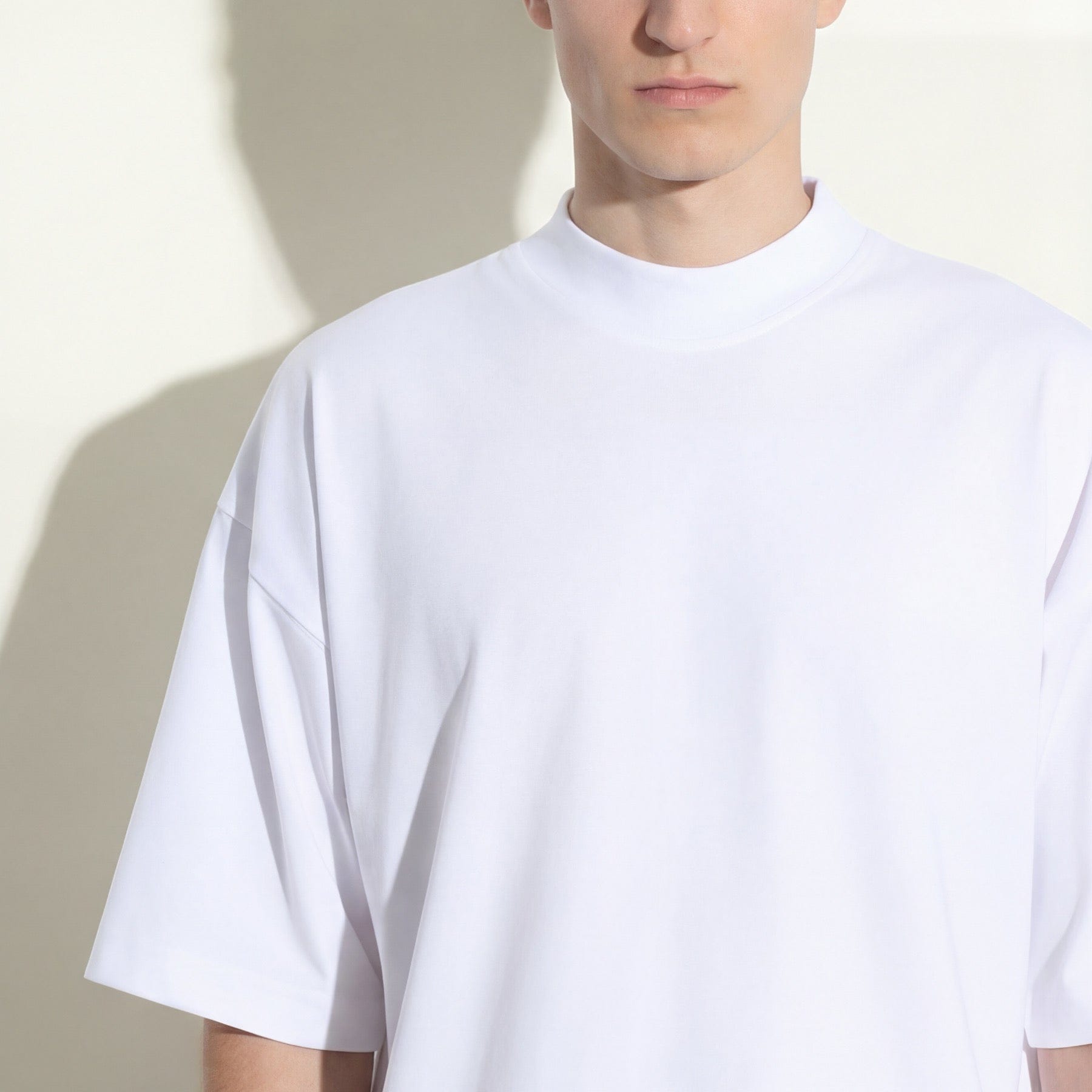 T-Shirt Boxy Fit in Jersey di Cotone Bianco Ottico T-Shirt Jersey Paolo Pecora