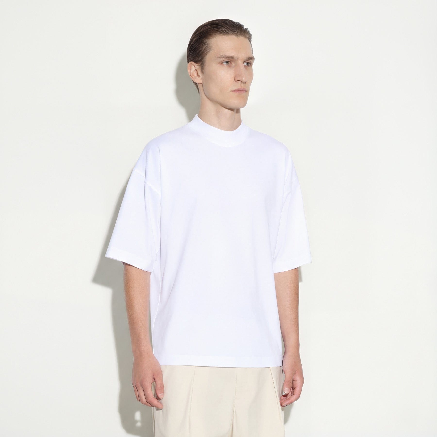 T-Shirt Boxy Fit in Jersey di Cotone Bianco Ottico T-Shirt Jersey Paolo Pecora