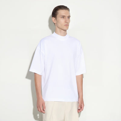 T-Shirt Boxy Fit in Jersey di Cotone Bianco Ottico T-Shirt Jersey Paolo Pecora