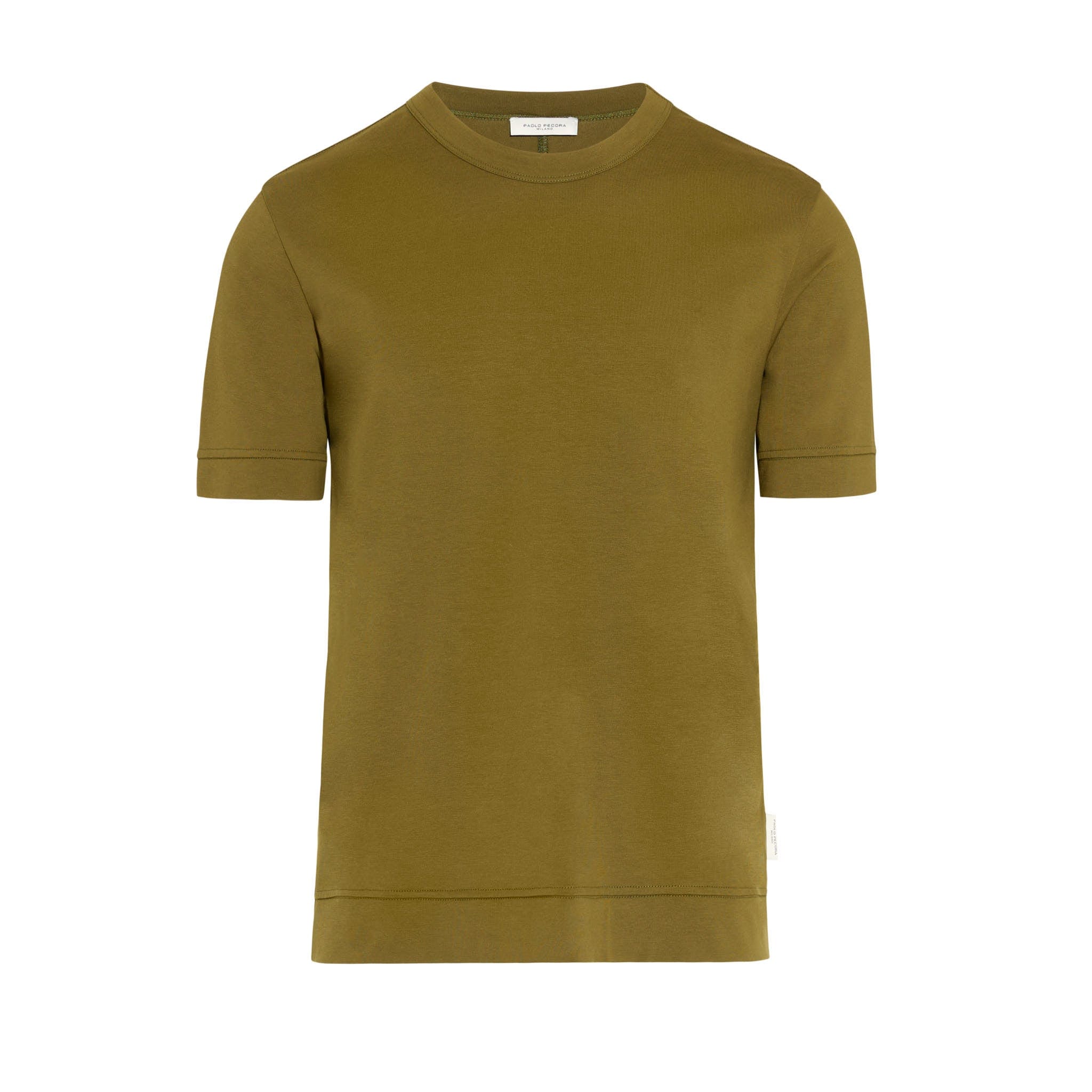 T-Shirt in Cotone Kaki T-Shirt Jersey Paolo Pecora
