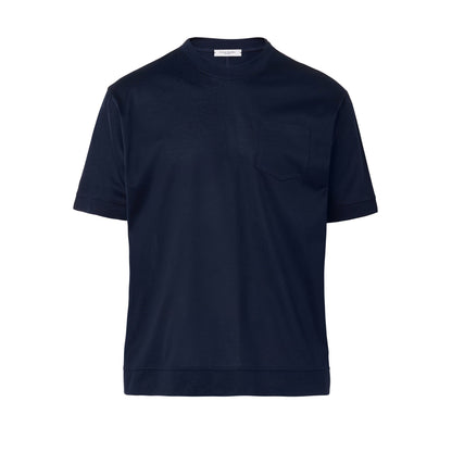 T-Shirt in Jersey Lucido Blu Navy T-Shirt Jersey Paolo Pecora