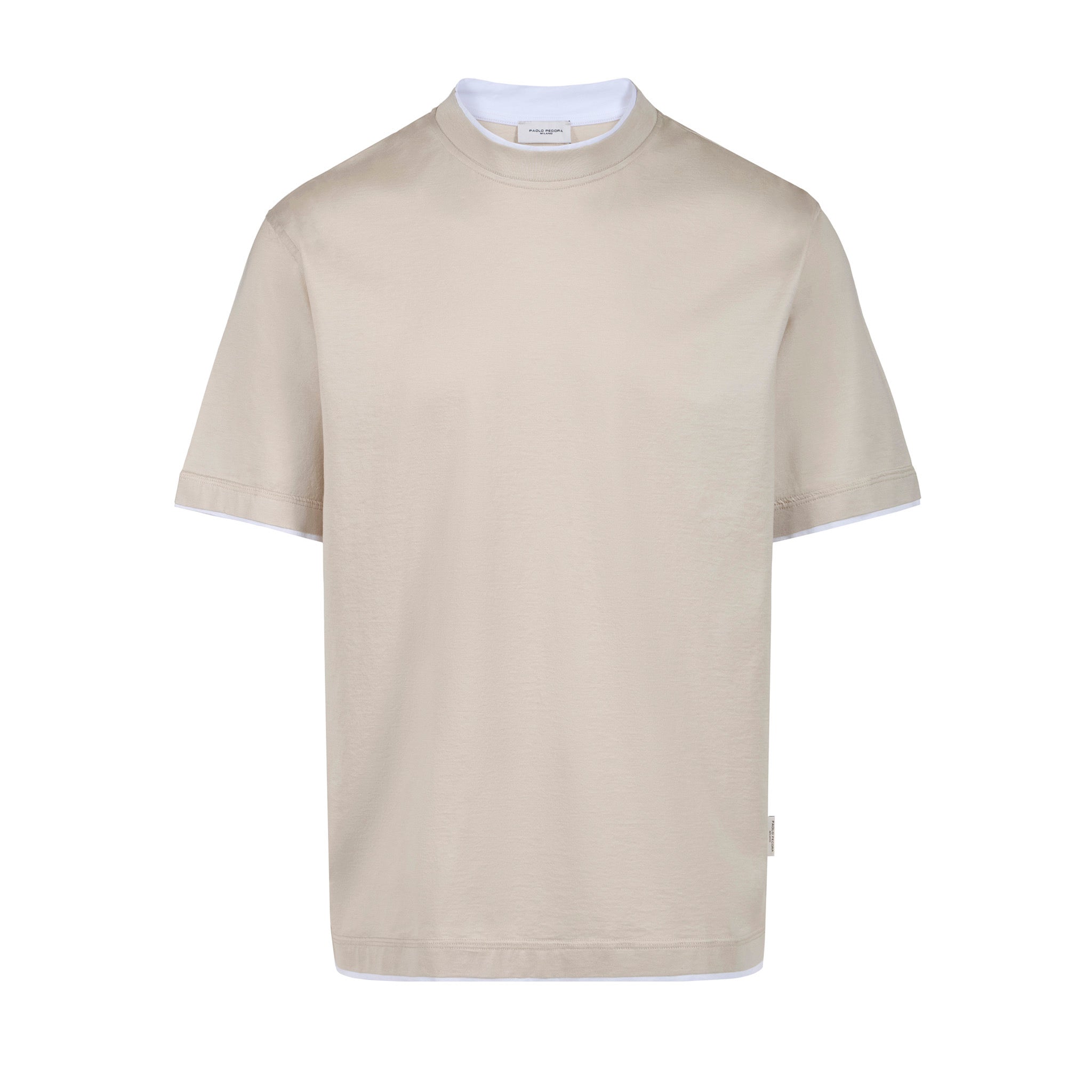 T-Shirt Jersey Unito Beige Bianco T-Shirt Jersey Paolo Pecora