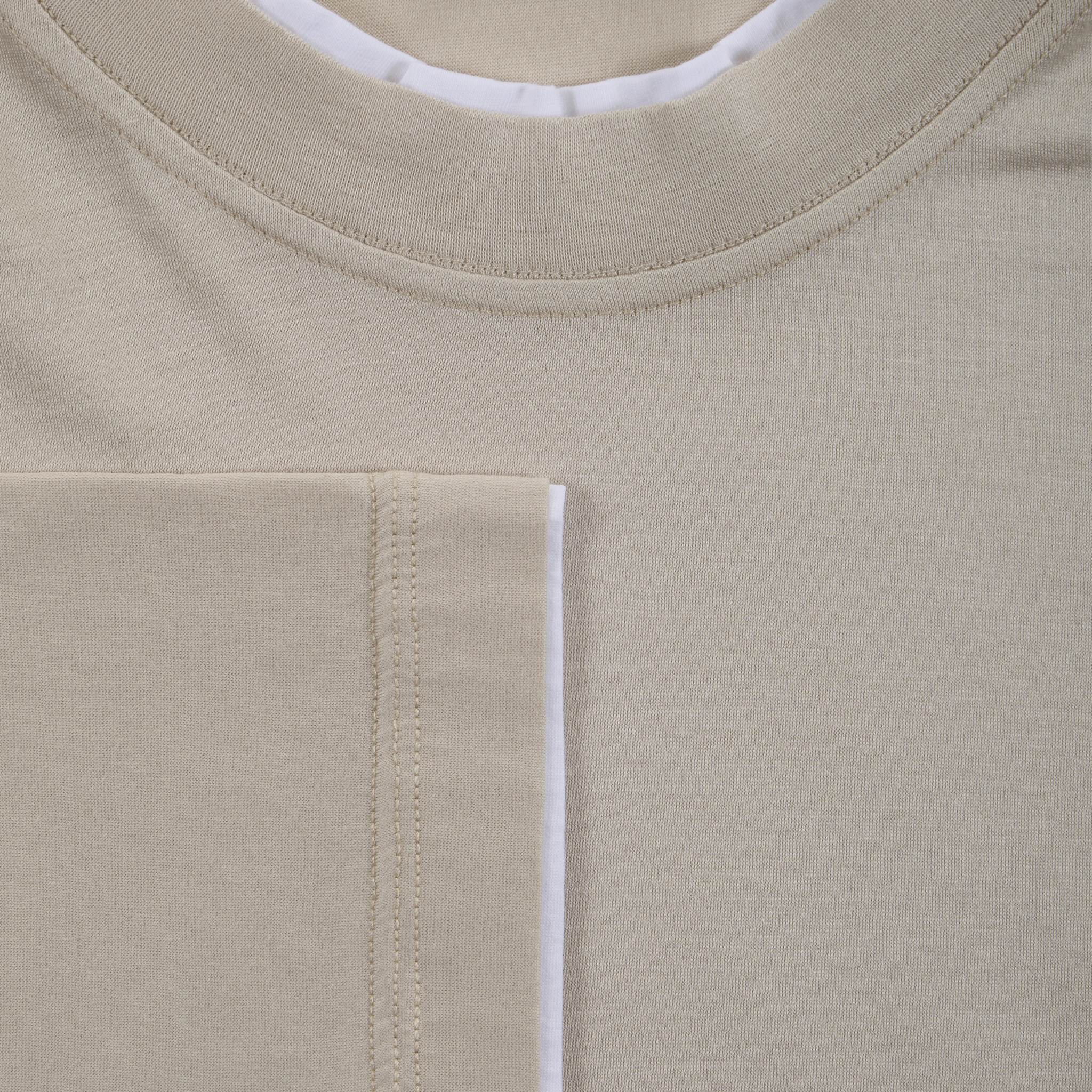 T-Shirt Loose Fit in Jersey di Cotone Beige e Bianco T-Shirt Jersey Paolo Pecora