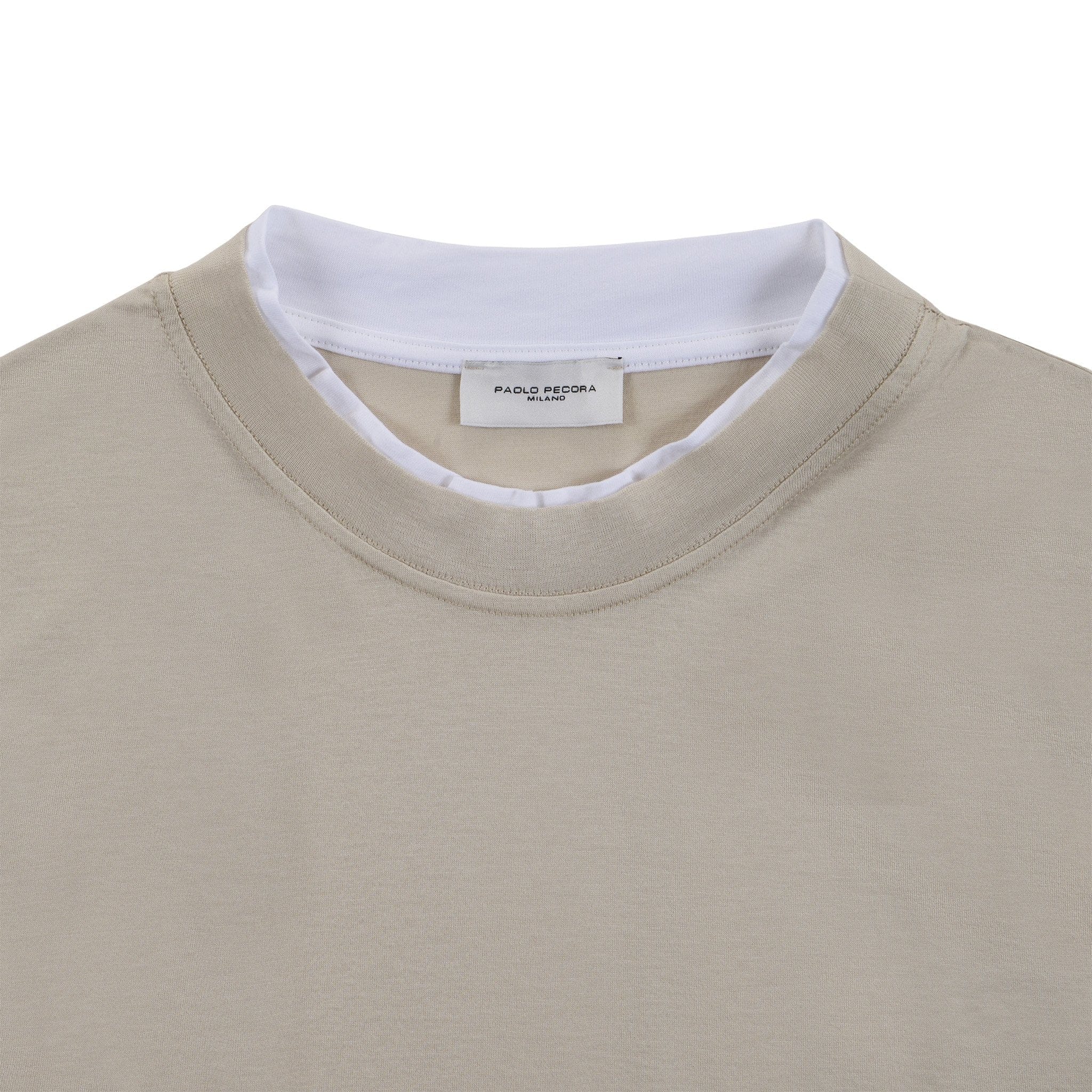 T-Shirt Loose Fit in Jersey di Cotone Beige e Bianco T-Shirt Jersey Paolo Pecora