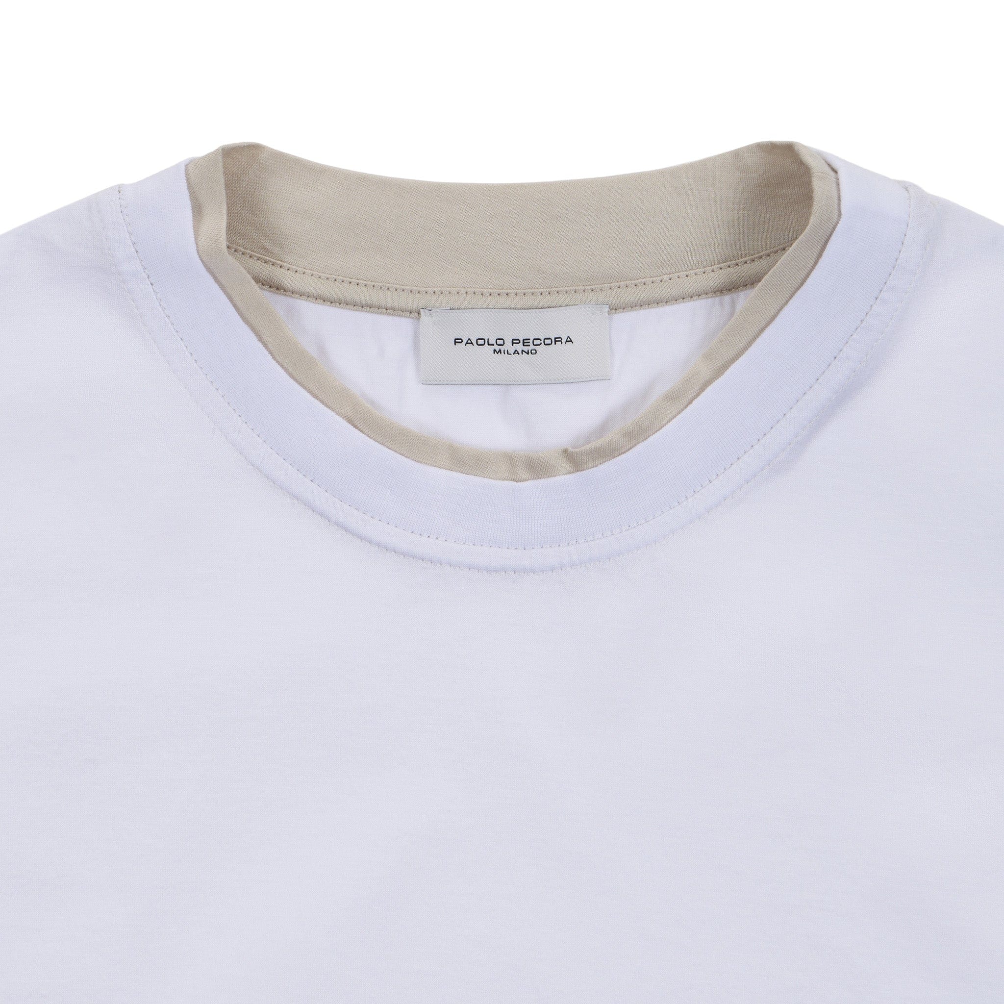 T-Shirt Loose Fit in Jersey di Cotone Bianco e Beige T-Shirt Jersey Paolo Pecora