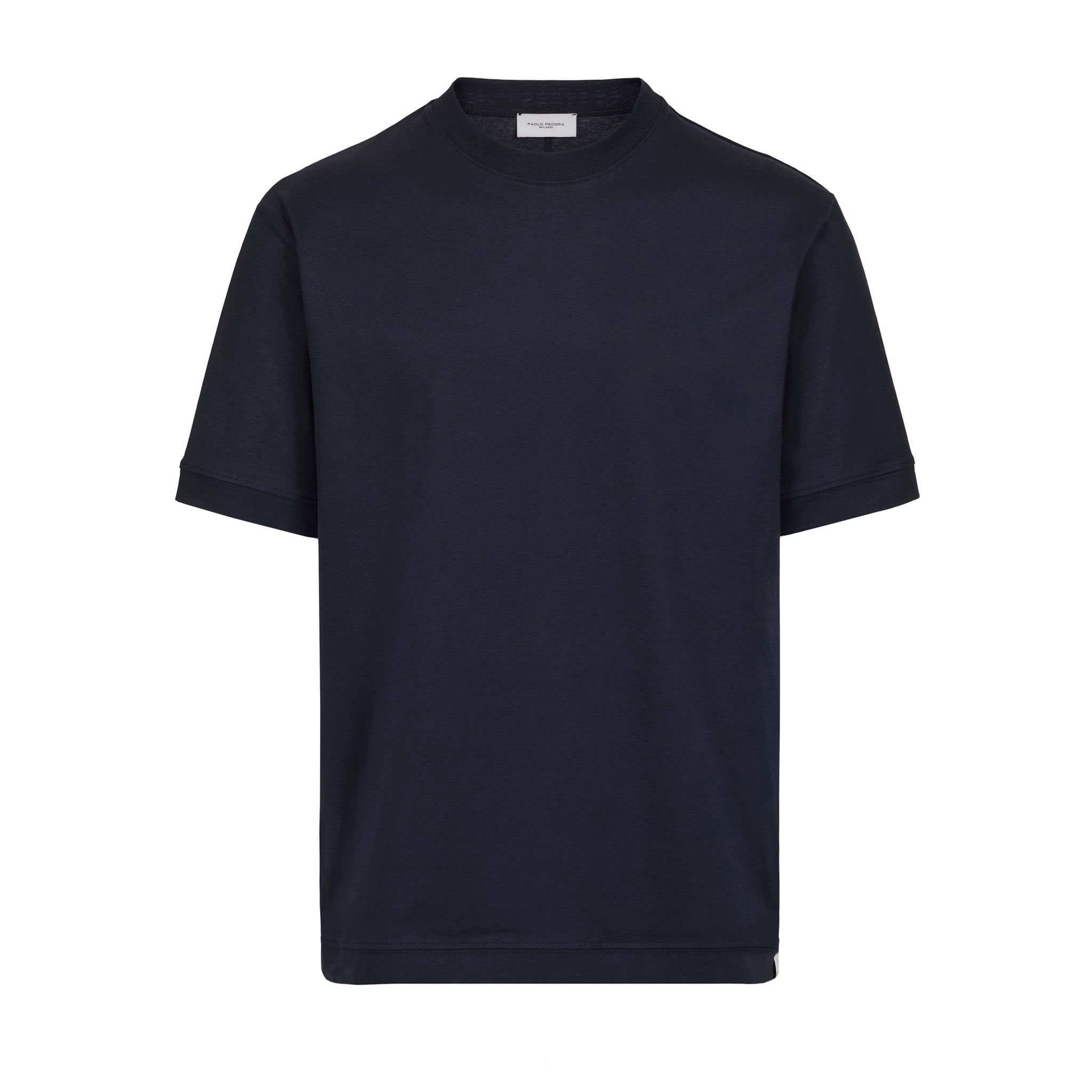 T-Shirt Loose Fit in Jersey di Cotone Blu T-Shirt Jersey Paolo Pecora