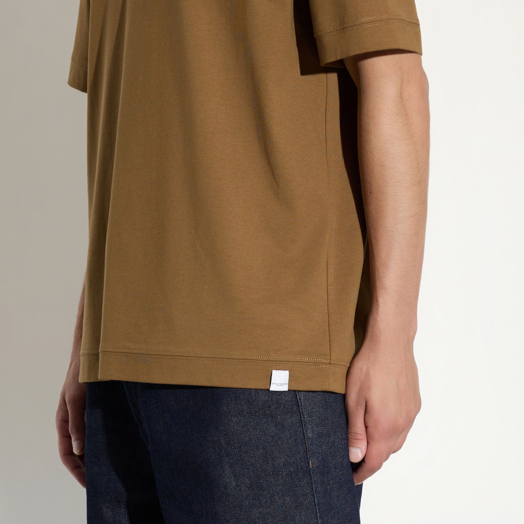 T-Shirt Loose Fit in Jersey di Cotone Nocciola T-Shirt Jersey Paolo Pecora
