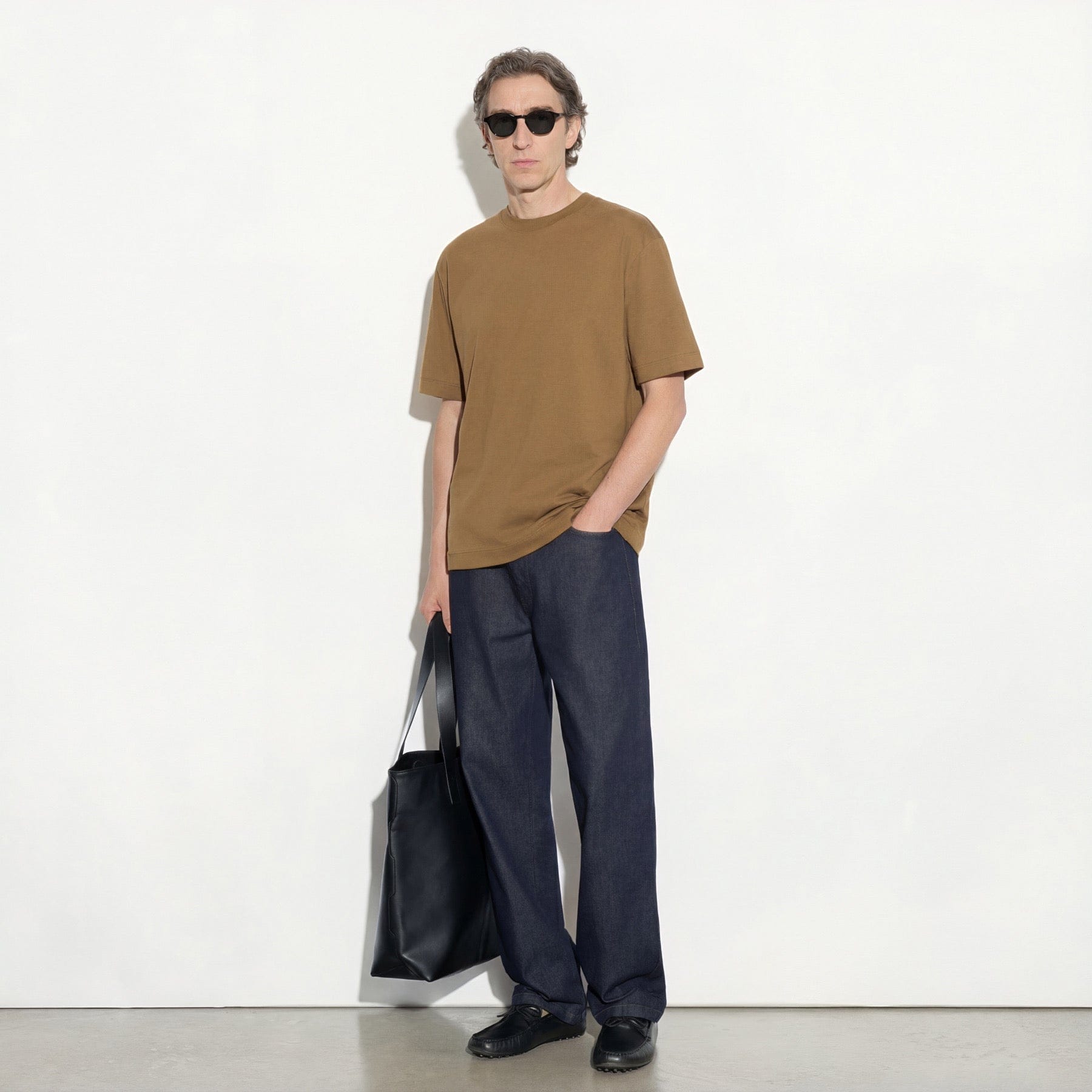 T-Shirt Loose Fit in Jersey di Cotone Nocciola T-Shirt Jersey Paolo Pecora