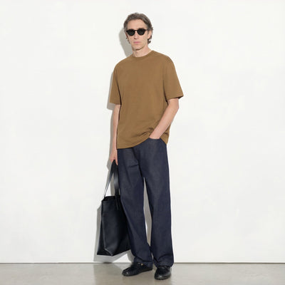 T-Shirt Loose Fit in Jersey di Cotone Nocciola T-Shirt Jersey Paolo Pecora