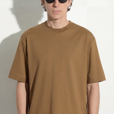 T-Shirt Loose Fit in Jersey di Cotone Nocciola T-Shirt Jersey Paolo Pecora