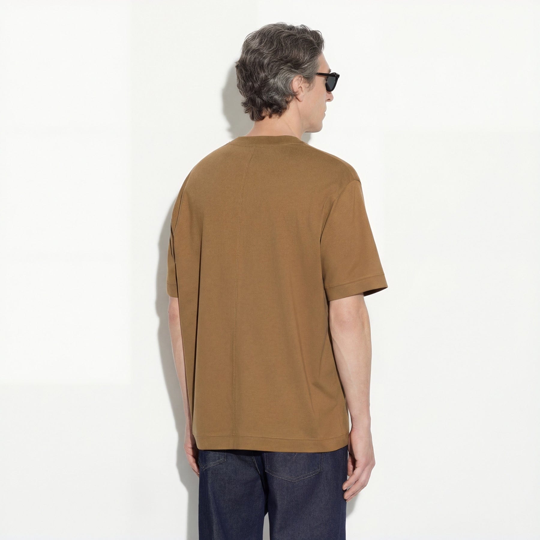 T-Shirt Loose Fit in Jersey di Cotone Nocciola T-Shirt Jersey Paolo Pecora