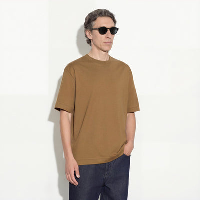 T-Shirt Loose Fit in Jersey di Cotone Nocciola T-Shirt Jersey Paolo Pecora