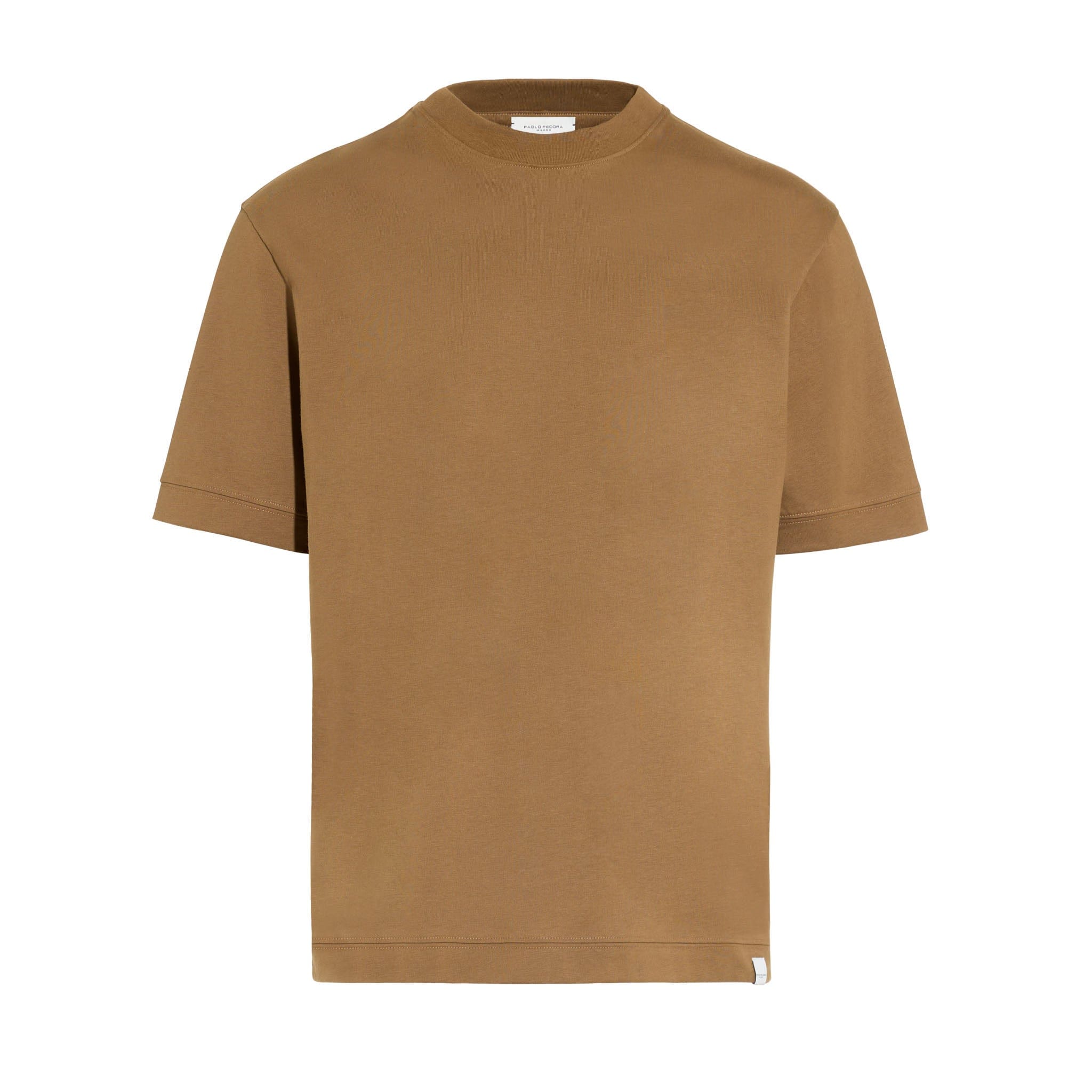 T-Shirt Over in Jersey di Cotone Nocciola T-Shirt Jersey Paolo Pecora