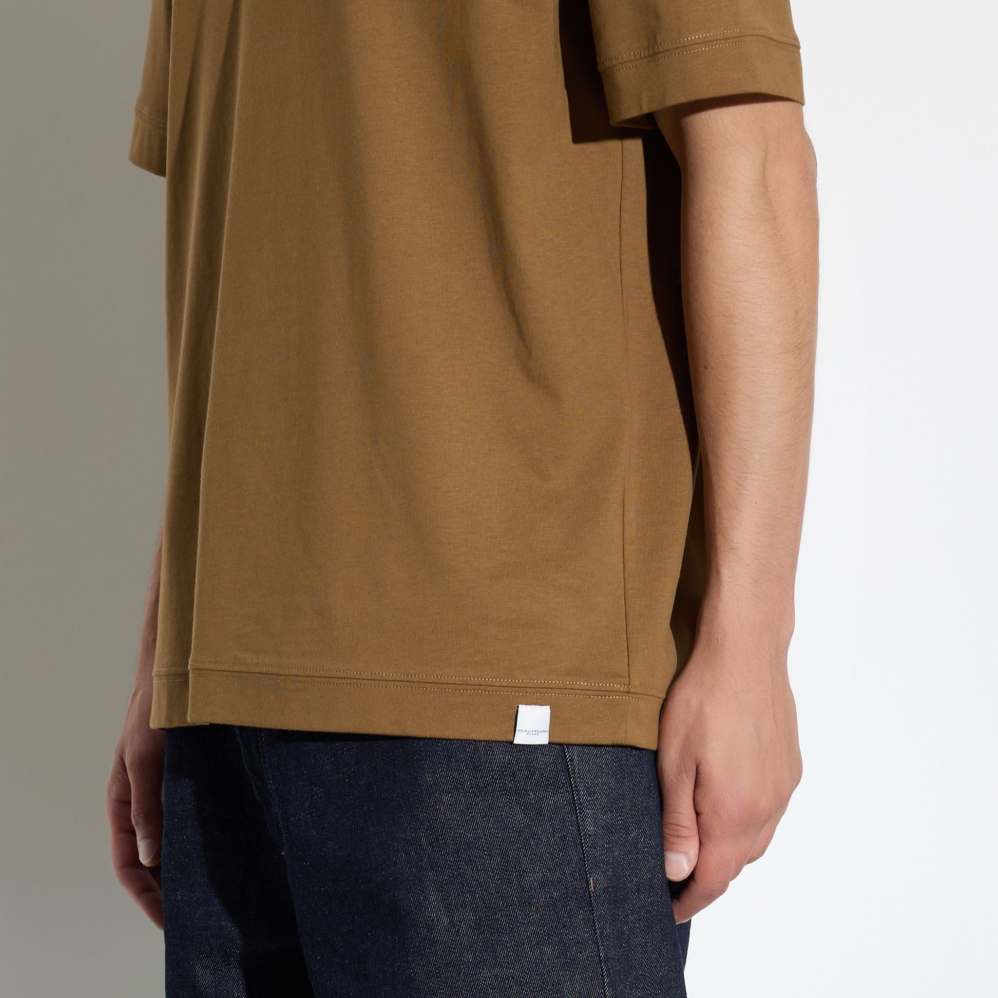 T-Shirt Over in Jersey di Cotone Nocciola T-Shirt Jersey Paolo Pecora