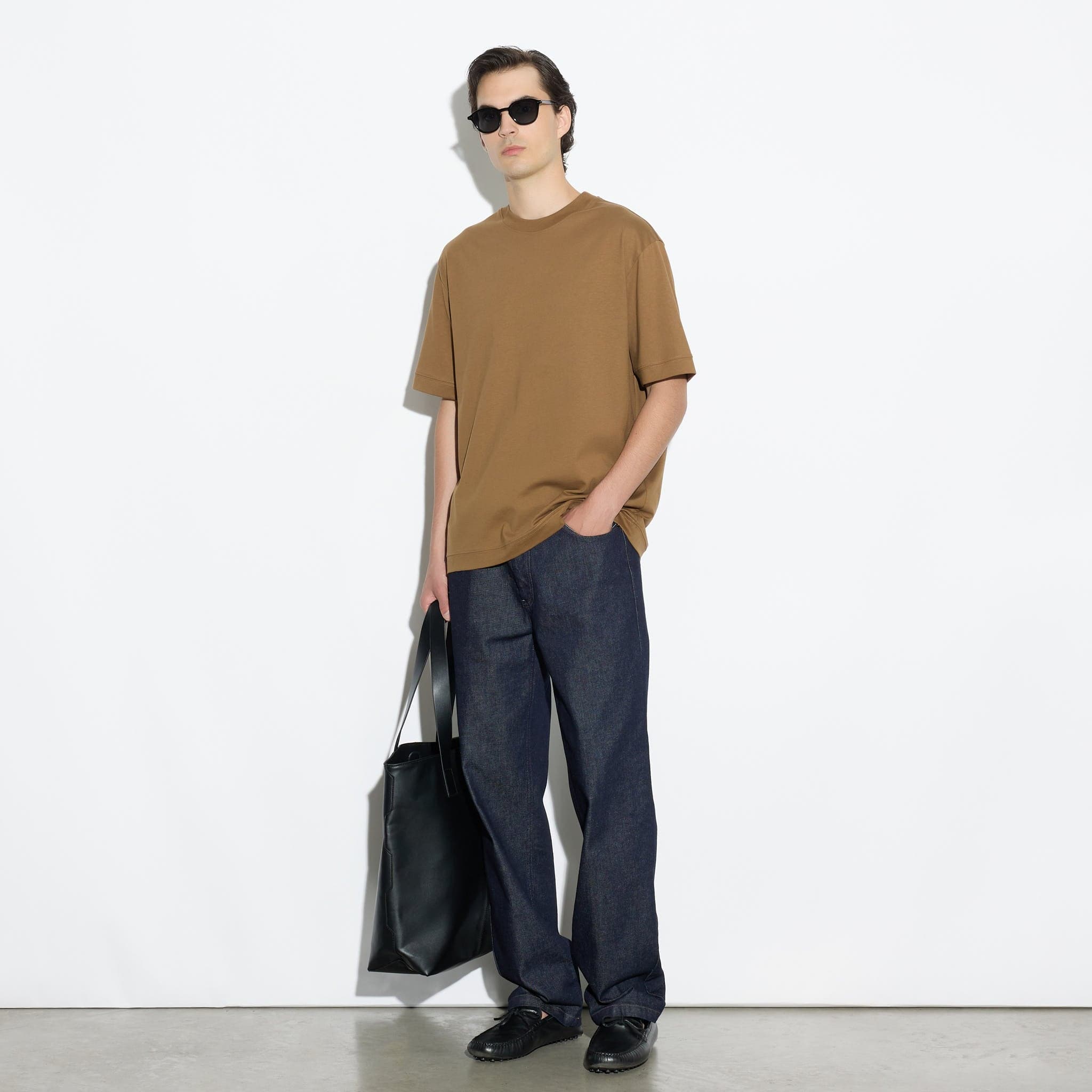 T-Shirt Over in Jersey di Cotone Nocciola T-Shirt Jersey Paolo Pecora