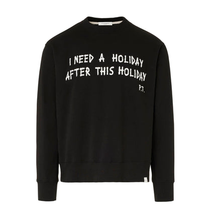 Paolo Pecora Felpa Nera di Cotone "I Need a Holiday After This Holiday" by Pietro Terzini (SECONDO DROP/mancano foto)
